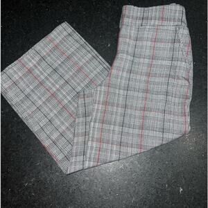 UEC CANDIE’S BLACK WHITE RED PLAID WIDE LEG CROP PULL ON PANTS SZ S